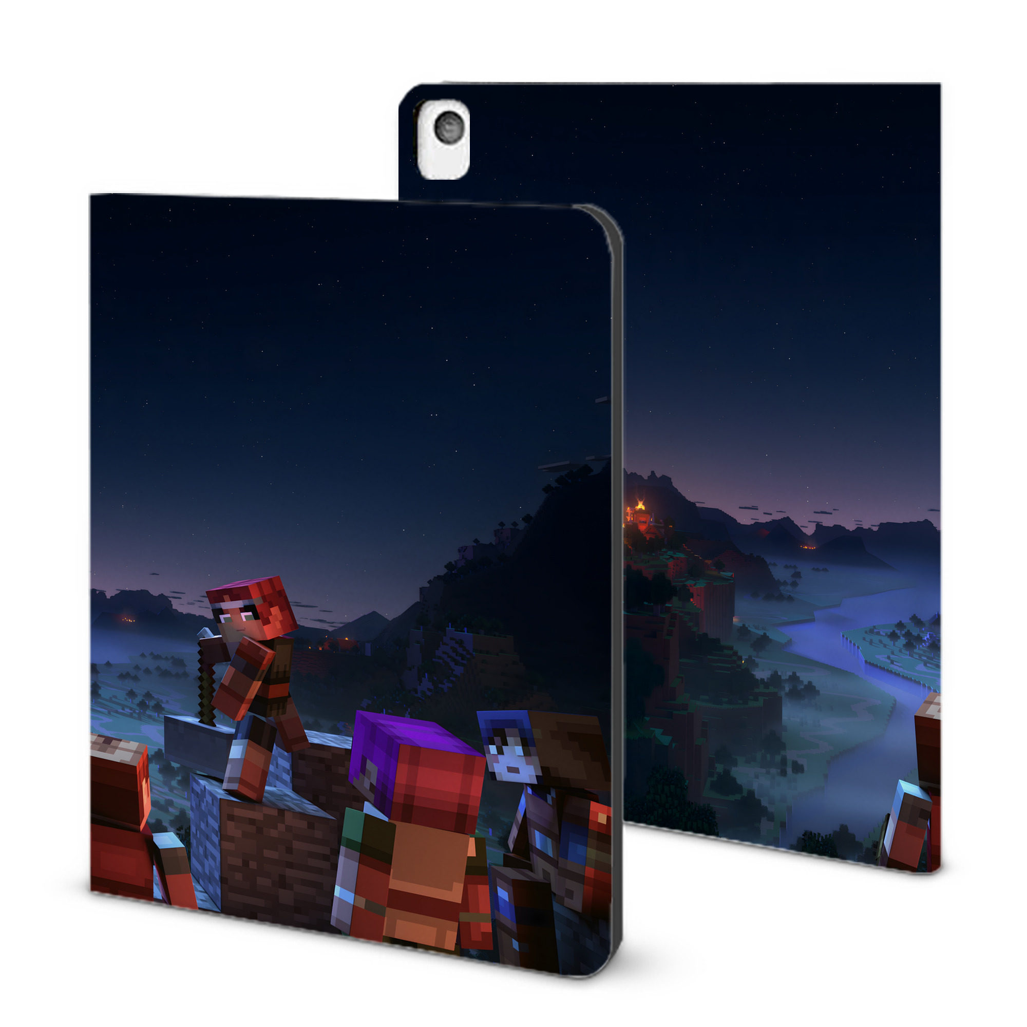 （画像用） マインクラフト ブロックの世界 Minecraft MC Block world IPadケース ペンホルダー付き ブックスタイルデザイン
